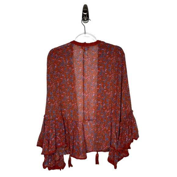 Free People | Lola Bell Sleeve Kimono in Wild Red Small - Picture 7 of 8